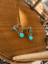 Load image into Gallery viewer, Thunderbird Turquoise Heart Studs
