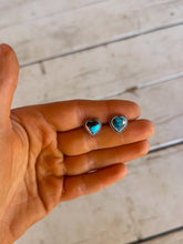 Load image into Gallery viewer, White Buffalo &amp; Kingman Heart Studs
