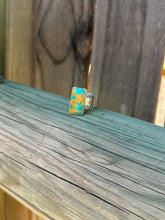 Load image into Gallery viewer, Kingman Turquoise Stamped Cigar Band Ring
