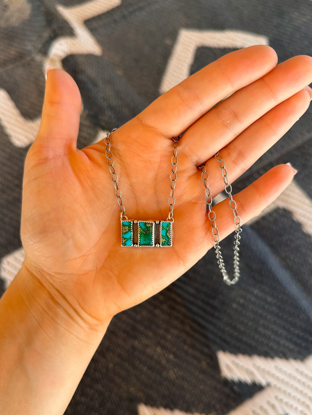 Sonoran Gold 3-Stone Bar Necklace