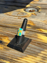 Load image into Gallery viewer, Kingman Turquoise Stamped Cigar Band Ring
