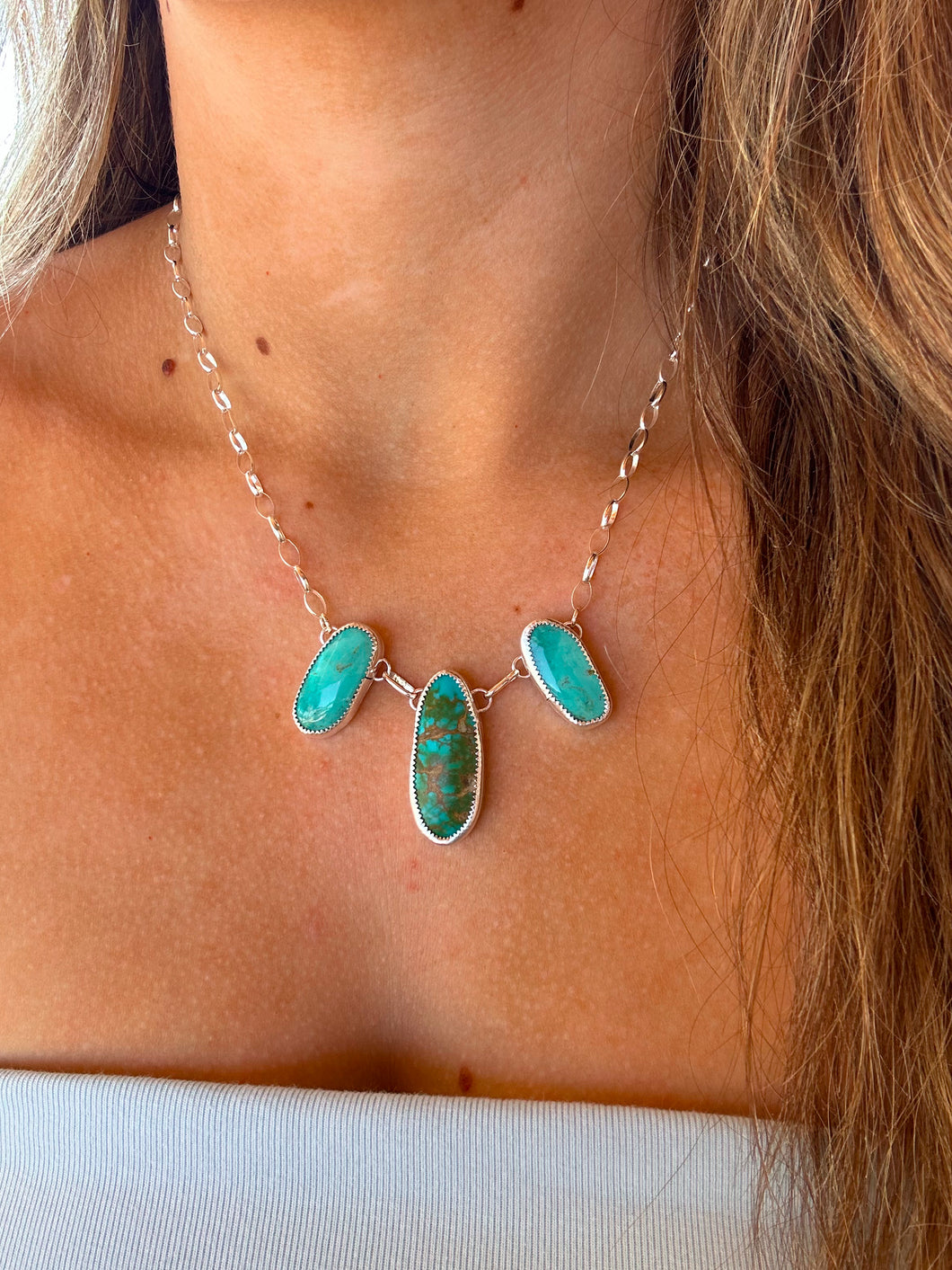 Kingman & Sonoran Turquoise 3-Stone Necklace