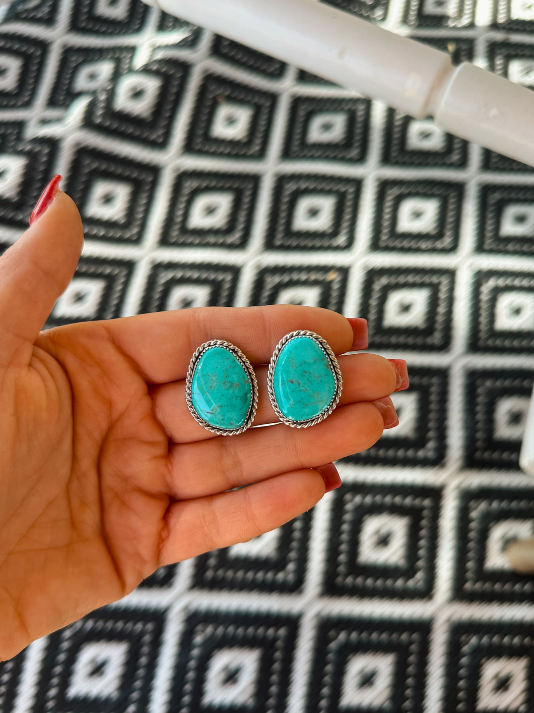 Sonora Turquoise Studs- Rope Border