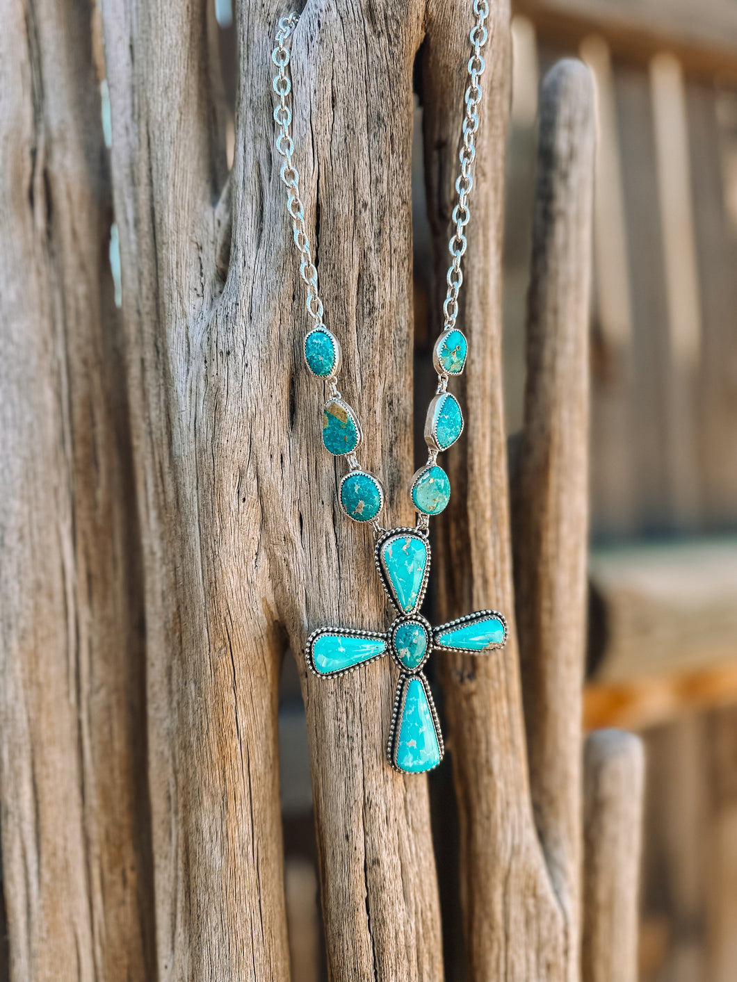 Statement Turquoise Cross Necklace