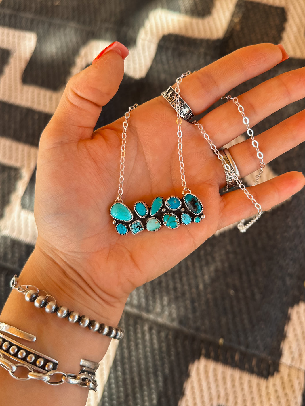 Multi-Stone Turquoise Bar Necklace