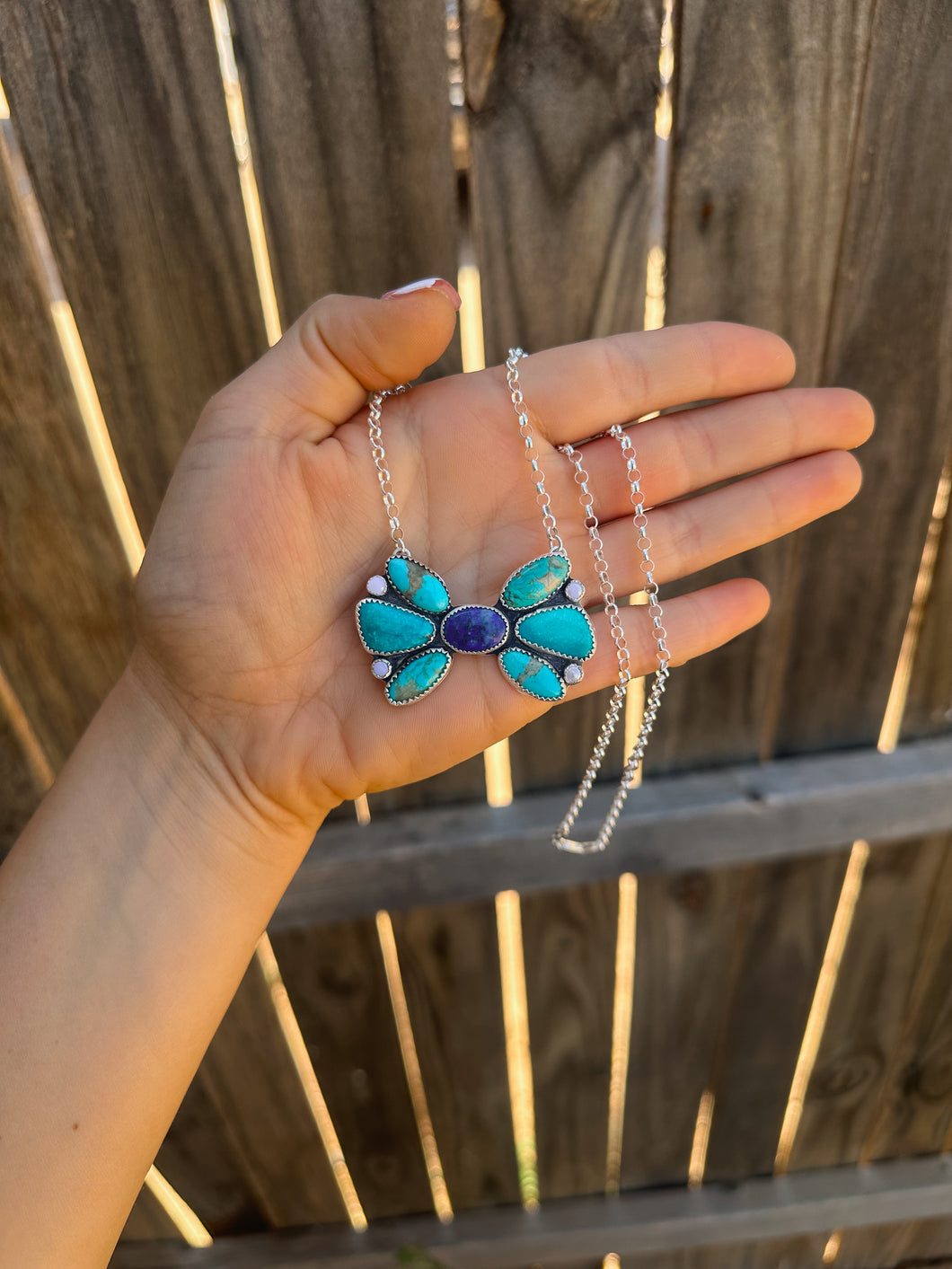 Blue Lapis & Kingman Statement Necklace