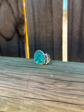 Load image into Gallery viewer, Prickly Pear Turquoise Ring- Cigar Band
