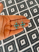 Load image into Gallery viewer, Everyday Turquoise Cross Dangle Earrings
