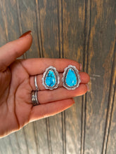 Load image into Gallery viewer, Stamped Blue Ridge Turquoise Studs
