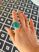 Load image into Gallery viewer, Prickly Pear Turquoise Ring- Cigar Band
