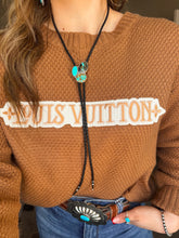 Load image into Gallery viewer, Blackjack &amp; Turquoise Cluster Bolo
