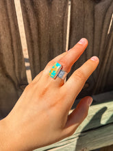 Load image into Gallery viewer, Kingman Turquoise Stamped Cigar Band Ring
