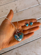 Load image into Gallery viewer, White Buffalo &amp; Kingman Heart Studs
