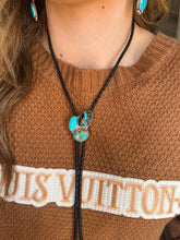 Load image into Gallery viewer, Blackjack &amp; Turquoise Cluster Bolo
