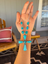 Load image into Gallery viewer, Statement Turquoise Cross Necklace
