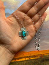 Load image into Gallery viewer, Sonoran Gold Turquoise Cross Necklace
